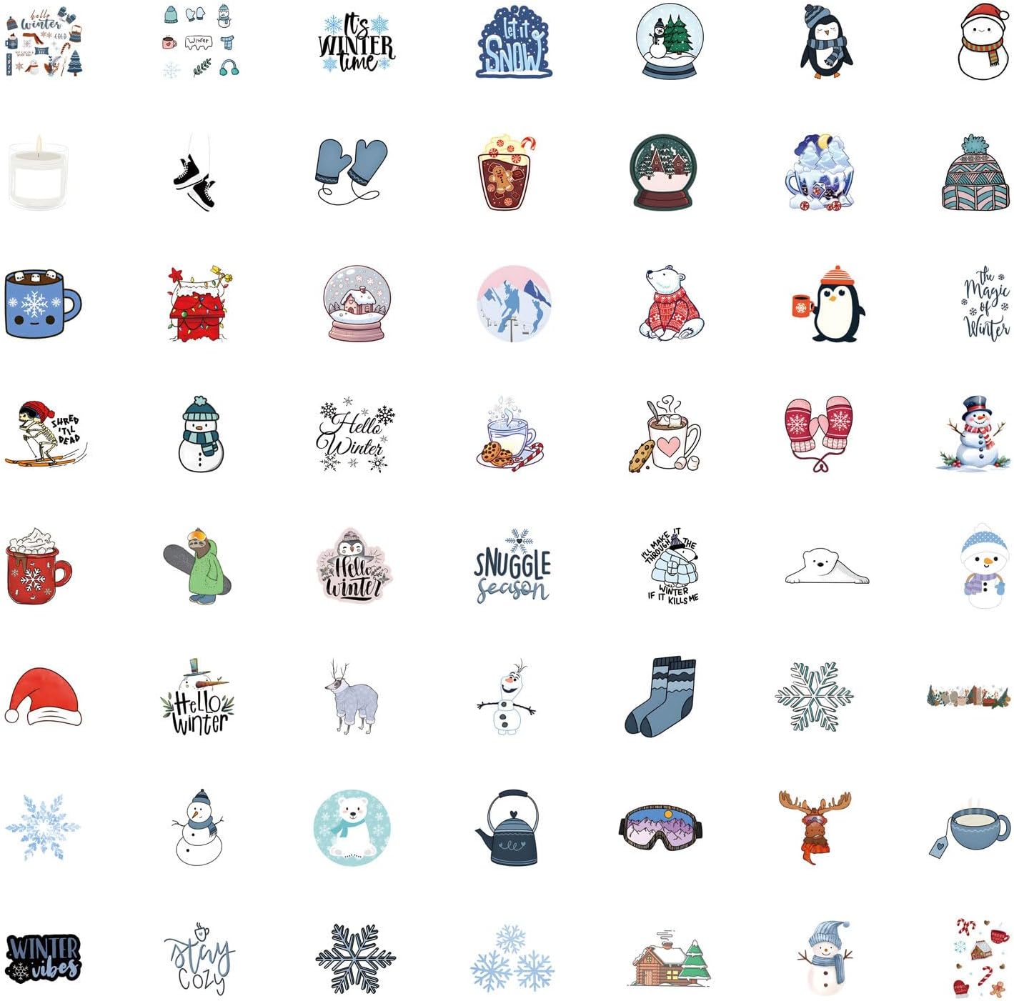 50PCS Blue Winter-Themed Stickers for Kids,Waterproof Vinyl Winter Stickers for Decorating Laptops, Water Bottles, Notebooks, Christmas Party Gifts for Kids Teens and Adults (Colourful-4) - Image 5