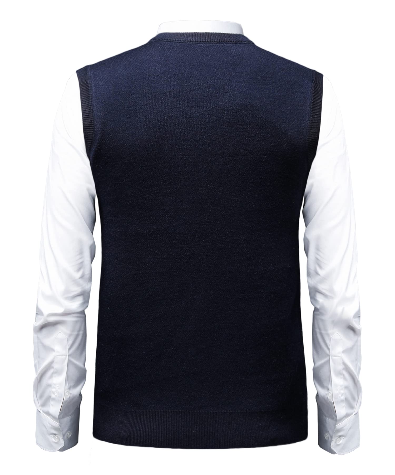 Herren Business West Ärmellose Pullunder Slim Fit Strickweste Argyle V-Ausschnitt Pulloverwestee Herbst Winter Wollweste für Männer