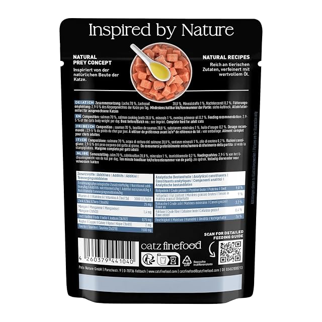 Foto 3 de 8 de catz finefood Purrrr Salmon Monoproteína Comida húmeda para Gatos N° 105 para Gatos sensibles a la nutrición