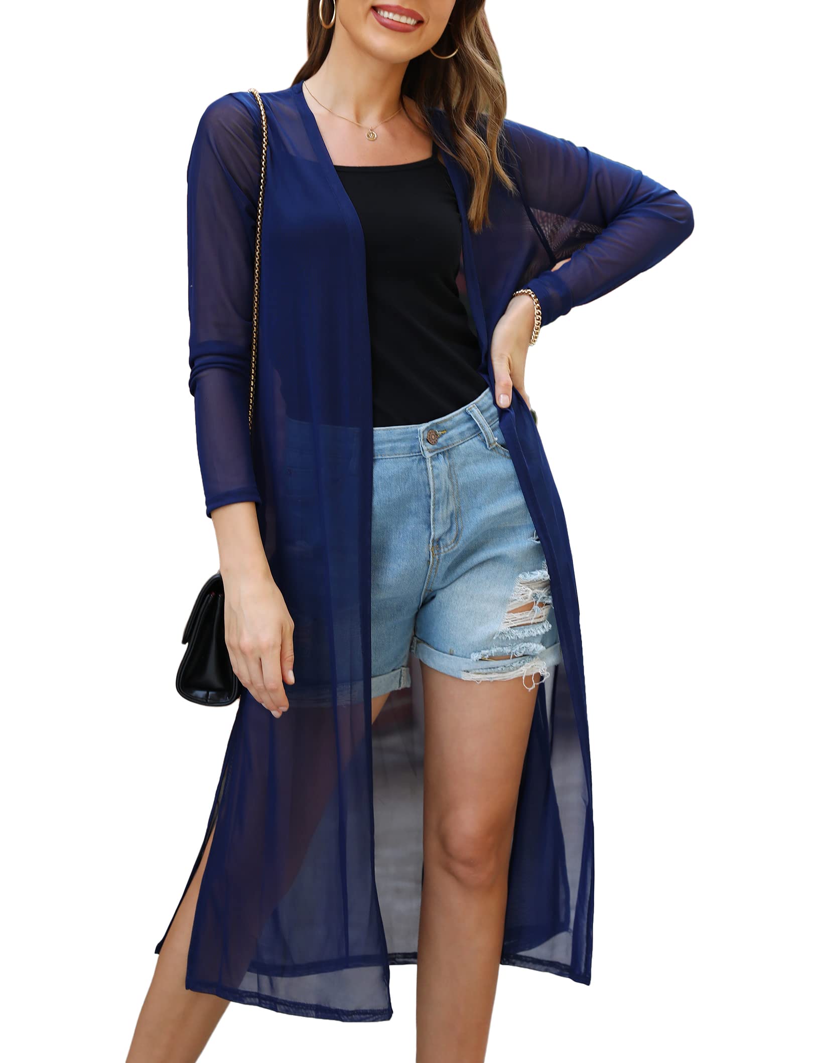 Gyabnw Cardigan Mujer Verano Largo, Abierta Frente Chaqueta Punto Mujer Gasa Ligero, Rebecas Largas