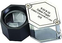 Vista 1 de Toyo Lupa hexagonal profesional de joyero con aumento 10X con lente triplete de 0.827 in, cromo