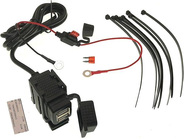JZK 3.1A Motorcycle Dual USB Charger 12V-24V Waterproof Motorbike Phone Adapter Handlebar Power Charger Supply Port Socket for smartphone GPS MP4