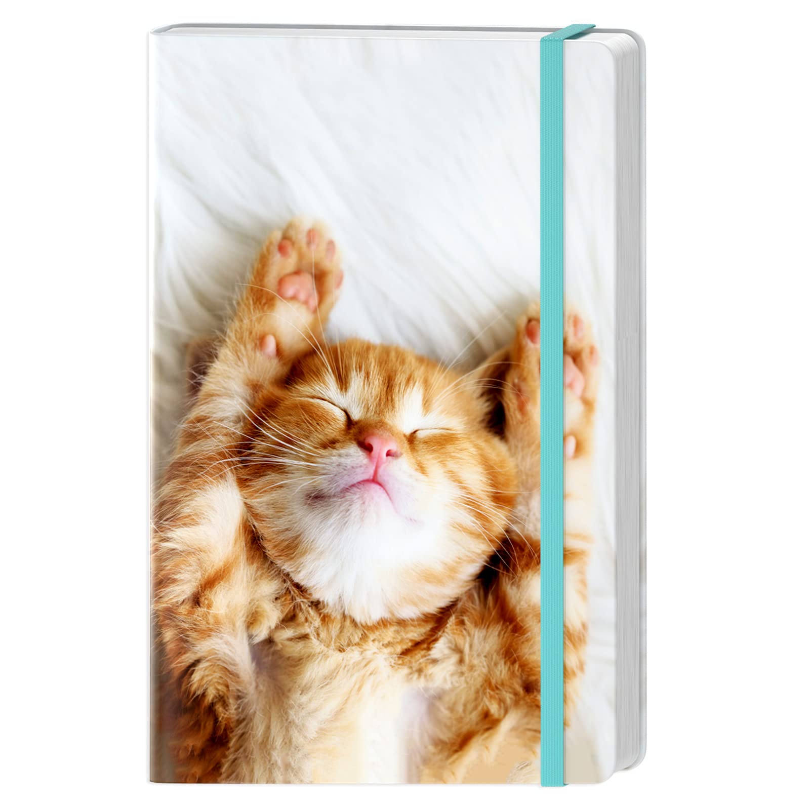 HUAMXE Lined Journal Notebook, Hardcover Journal for Women, Medium 5.7 x 8.4 in, 160 Pages Thick Paper, Cute Aesthetic Floral College Ruled Notebook for Writing Journaling Work School Office, Cat — image 1