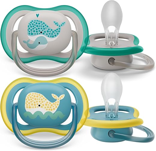Philips Avent Chupetes ultra air ligeros y transpirables para bebés a partir de 18 meses, sin BPA y con funda de transporte esterilizadora, paquete de 2 (modelo SCF349/24)