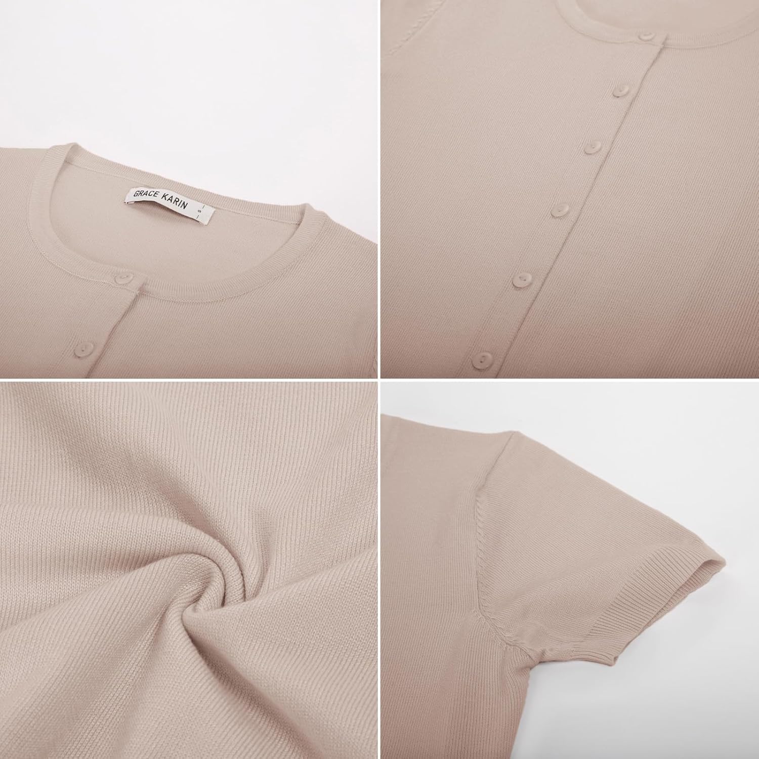 GRACE KARIN Short Sleeve Cardigans for Women, 2026 Summer Knitted Sweater Tops, Basic Crew Neck Crop Outfits - Image 7