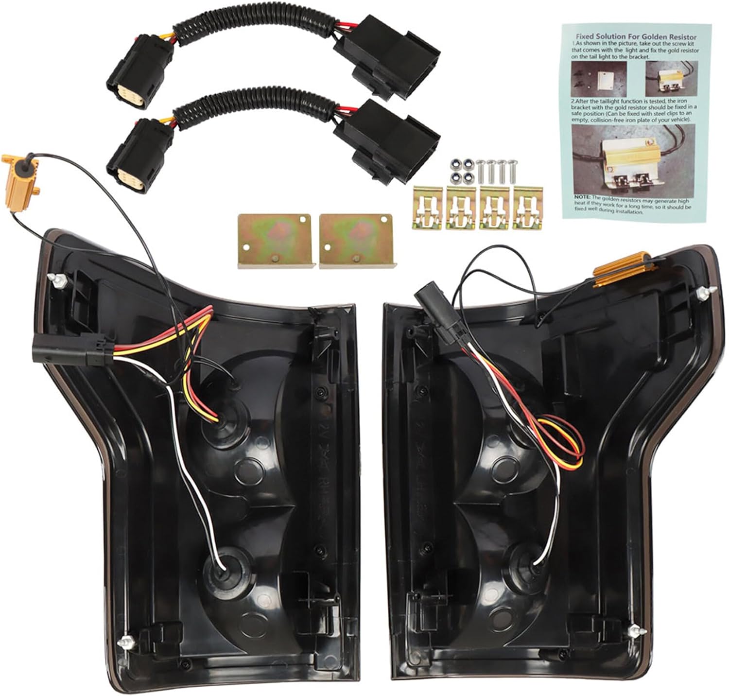 munirater Tail Lights Brake Light Black Housing Smoked Lens Replacement for F150 2015-2020