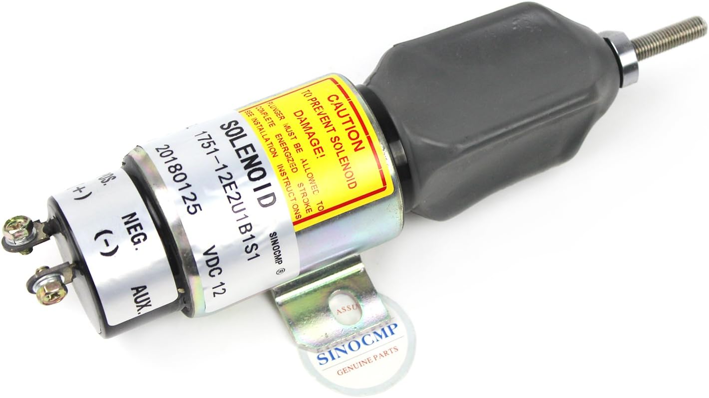 1751-12E2U1B1S1 12V Fuel Stop Solenoid, Shutoff Solenoid for Genie S40 S45 S60 S65 S80 S85 Z45 Z51 Z60 Z80 Boom Lift, Replacement 1751-12E2U1B1