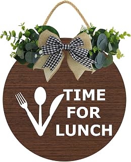 KPSheng Out For Lunch Sign For Office, Time For Lunch Wood Door Sign For Dining Break Room,Food Kitchen,Office Work,Wood Sign,Business Sign,12inch by 12inch