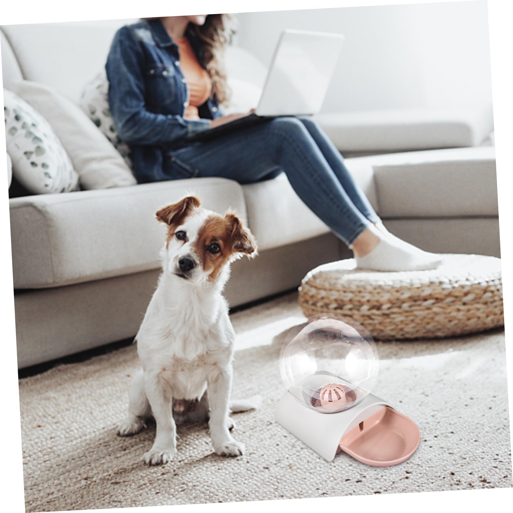 Bebedero Automático para Gatos y Perros de 2, 8 L Rosa | Diseño Transparente Burbujas, Abs y Acrílico, Uso en Casa o Tienda, Fácil de Limpiar