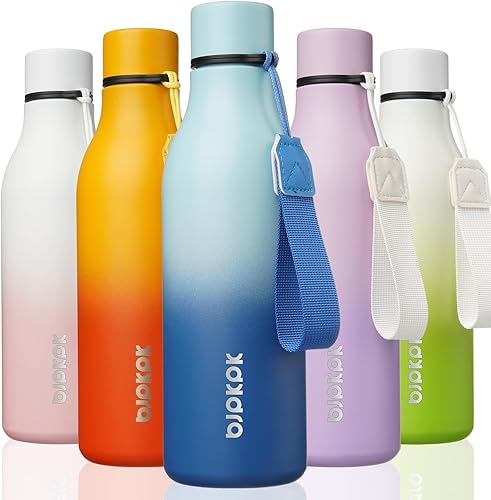 Miniatura 87 de BJPKPK - Botellas de agua aisladas, 25 onzas, de acero inoxidable con correa, botellas, tazas, frascos sin BPA, a prueba de fugas, frascos térmicos