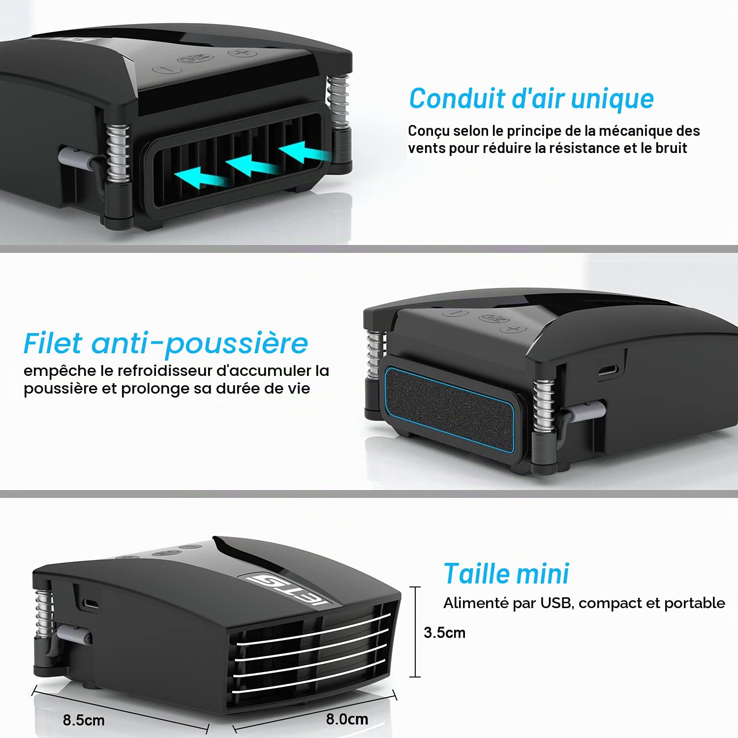 IETS Gt202Ub Ventilateur pour ordinateur portable avec affichage de la température, 13 vitesses de vent (2600-5000 tr/min), parfait pour un refroidissement rapide de l'ordinateur portable de jeu