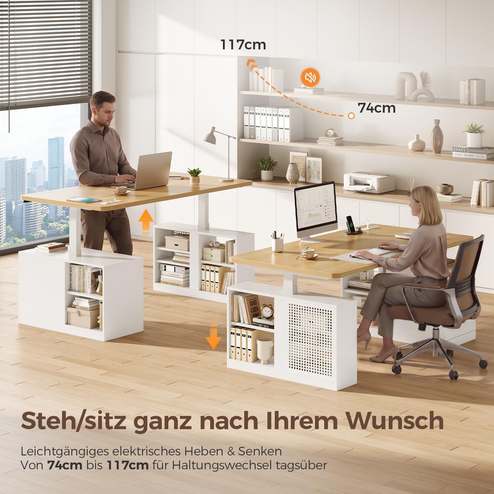 Höhenverstellbarer Schreibtisch ,Schreibtisch 160x70 cm mit 4 Schubladen