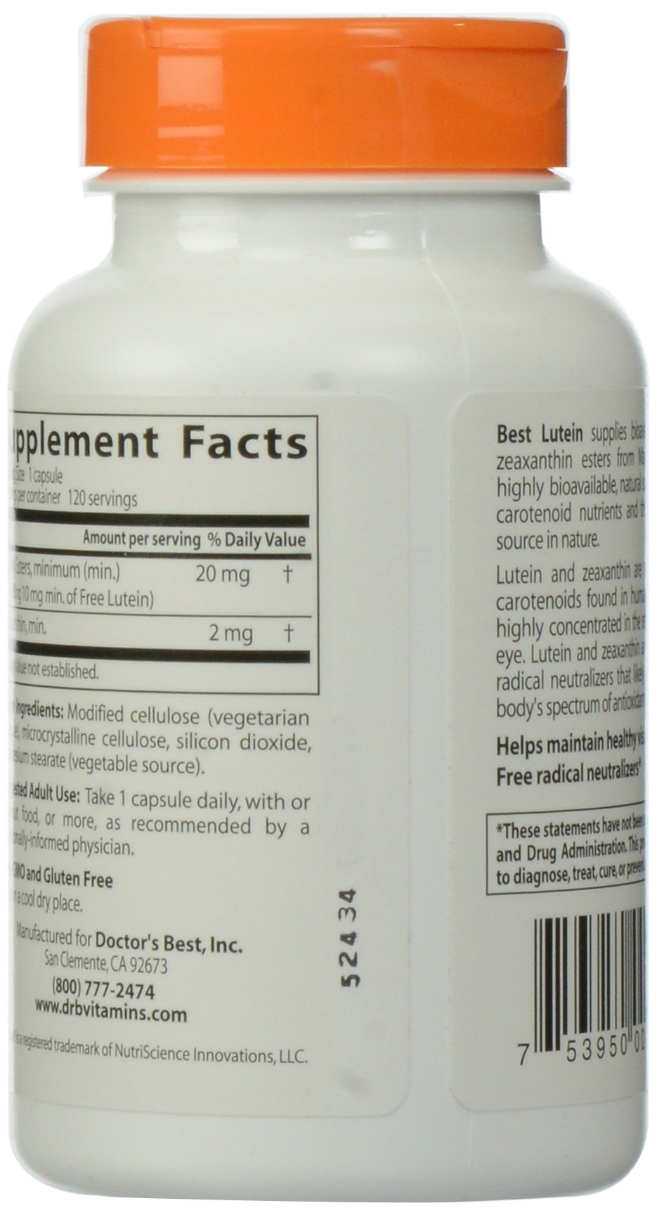 Doctor's Best Luteina Con Optilut, 10 Mg - 120 Vcaps 120 Unidades 80 g