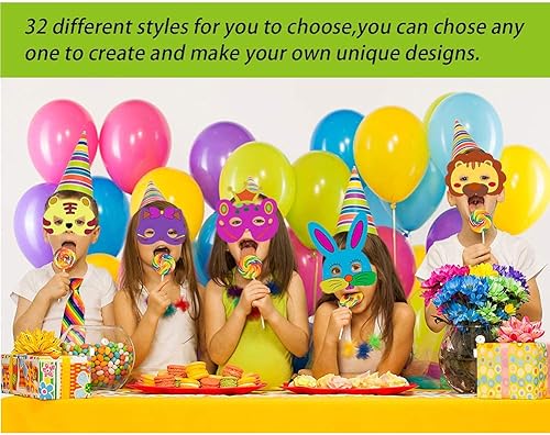 Miniatura 6 de 32 máscaras de animales de bricolaje para safari, selva, temática de animales, recuerdos de fiesta de cumpleaños, escuela, colorear, actividades de