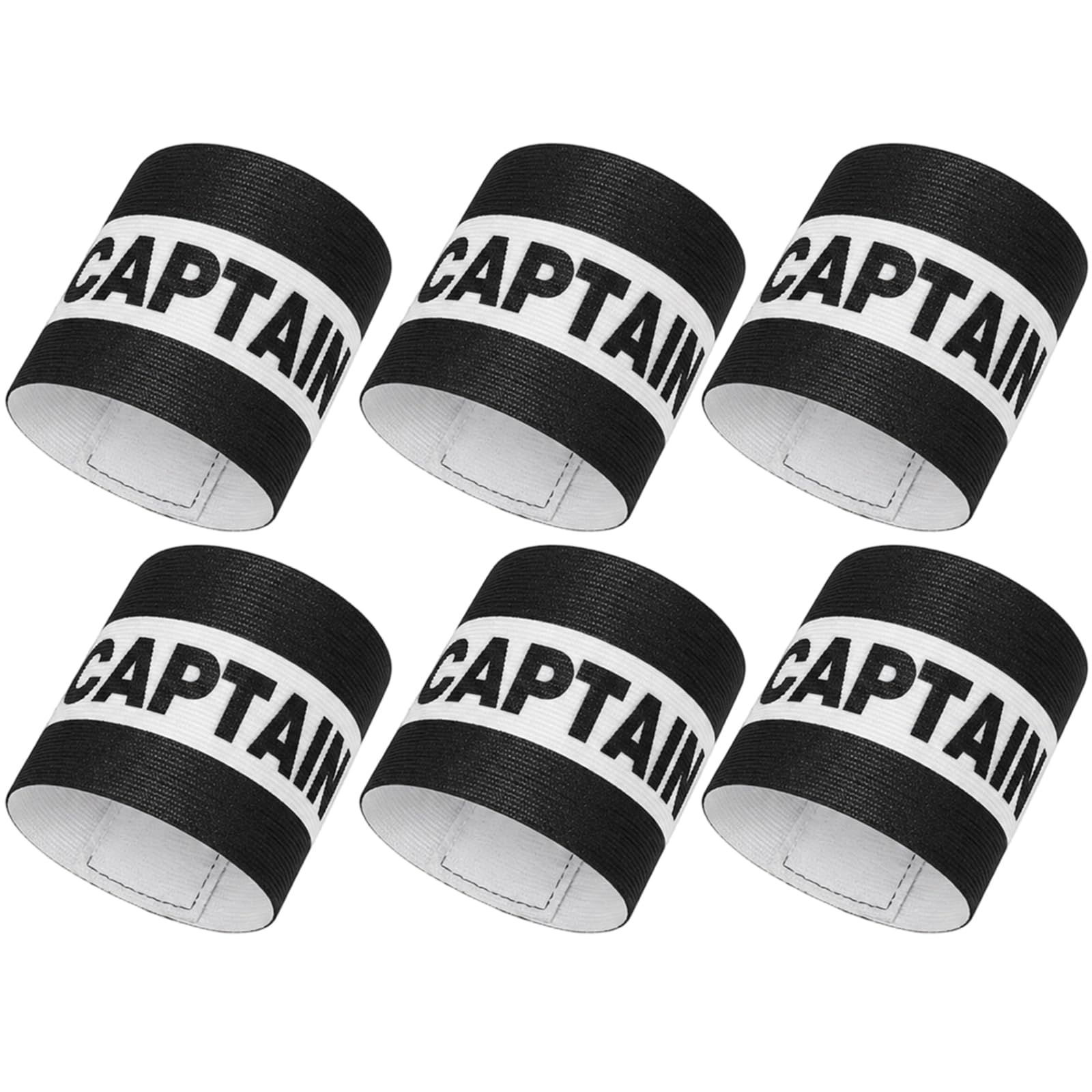 6Pcs Captains Armband, Football Captain Arm Bands for Team Matches and Training, Youth and Adult Sports Teams, Black and White Design with 31 * 8 cm Captain Armband Football