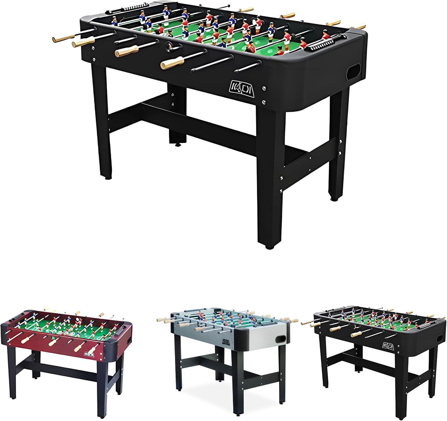 KICK Conquest 48" Foosball Table (Black, Brown and Gray) – Compact Indoor Foos Ball Table for Adults & Kids – 2 Foosballs, Chrome Rods, Sliding Score Keeper, Counterbalanced Men