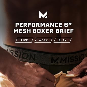 MISSION Mesh Boxer Briefs 6 Mens Underwear - Performance Heat Release - 3 Pack