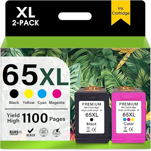 Cartuchos de tinta 65XL Paquete combinado negrocolor compatible para HP Ink 65 hp65 65xl para HP DeskJet 3700 3720 3721 2220 2652 2655 Envy 5055