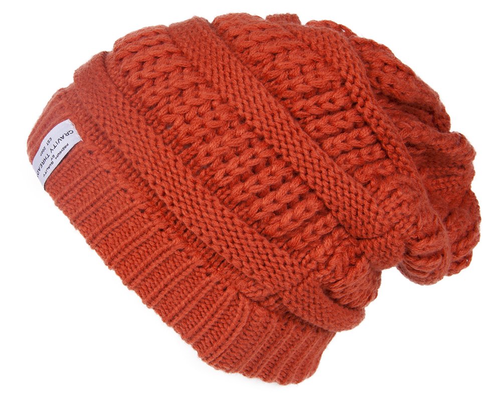 Gravity Threads Crochet Knit Weave Beanie (2 Pack), Orange