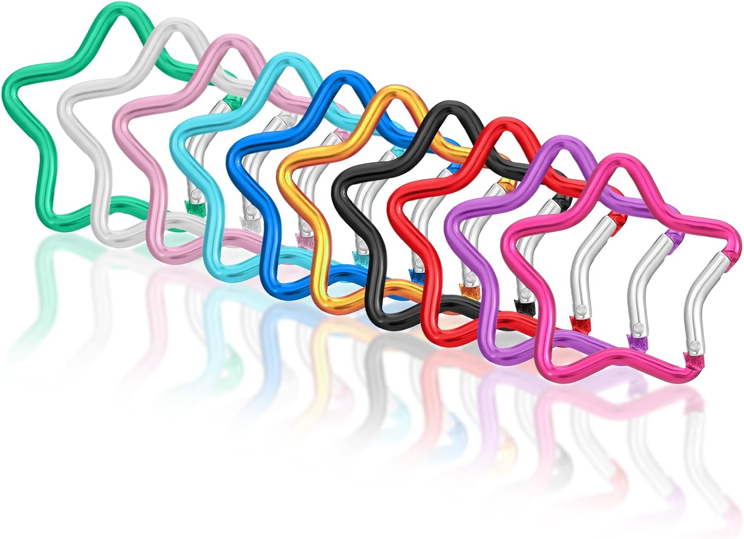 10 PCS Aluminum Star Shape Carabiner Clip, Multicolor Spring Snap Hook Star Shaped Carabiner Keyring Camping Accessories Buckle for Outdoor Accessories, Hiking, Traveling