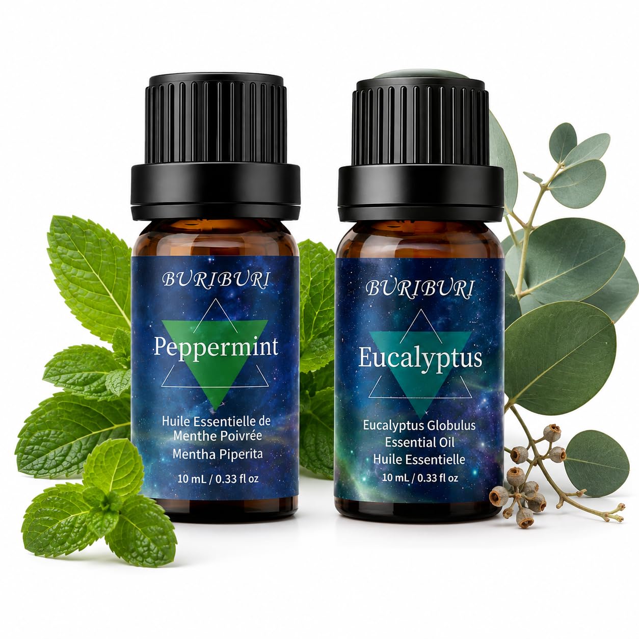 BURIBURI Eucalyptus Peppermint Essential Oil Set for Diffusers 10MLx2