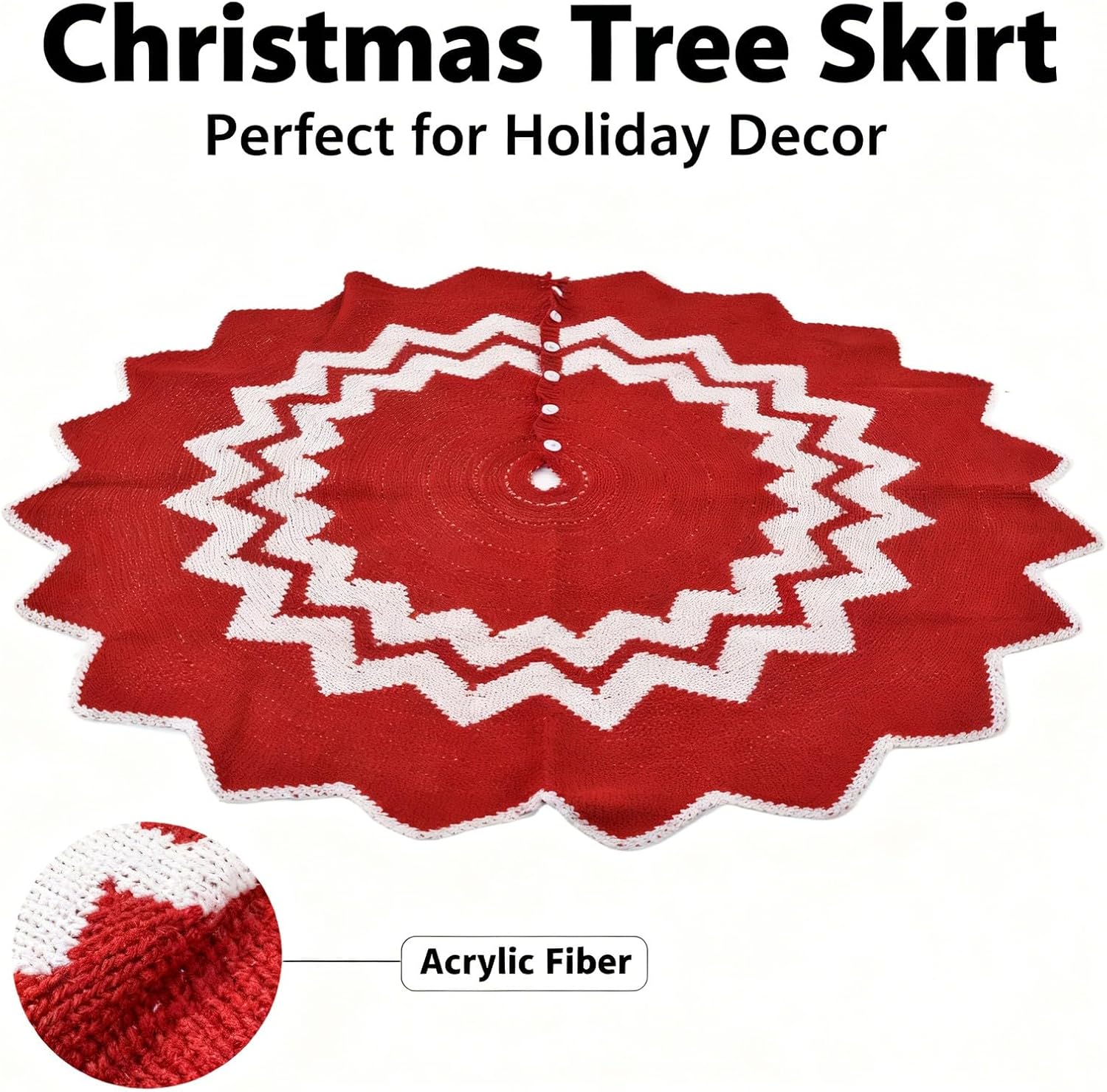 120cm Christmas Tree Skirt Mat - Soft Acrylic Fiber, Protects Floors & Enhances Holiday Décor, Fits All Tree Sizes