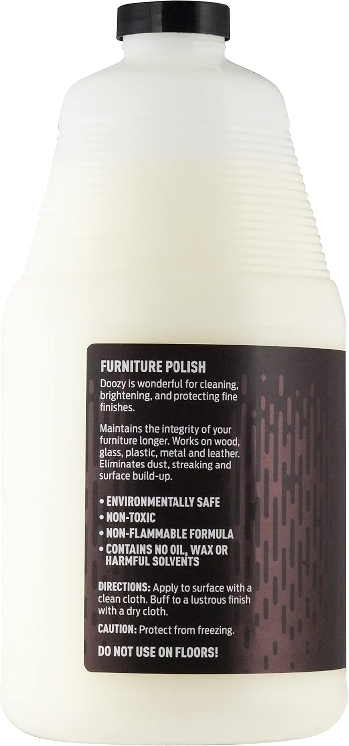 Doozy 64 oz Furniture & Cabinet Polish for All Wood & Metal, Leather & Glass - Oak, Teak, Dark & Light Wood - Best to Clean, Restore, Protect, Shine & Conceal Fine Surface Scratches