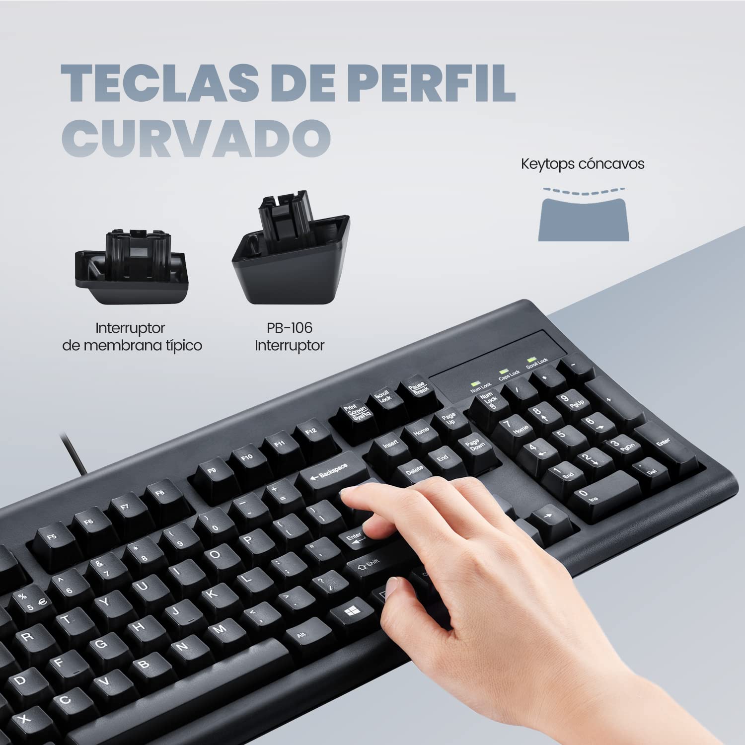 Perixx PERIBOARD-106 Tastiera USB - Alte Prestazioni - Tasti Alti - Full-Size con Tastiera Numerico - Nero - QWERTY Italiano