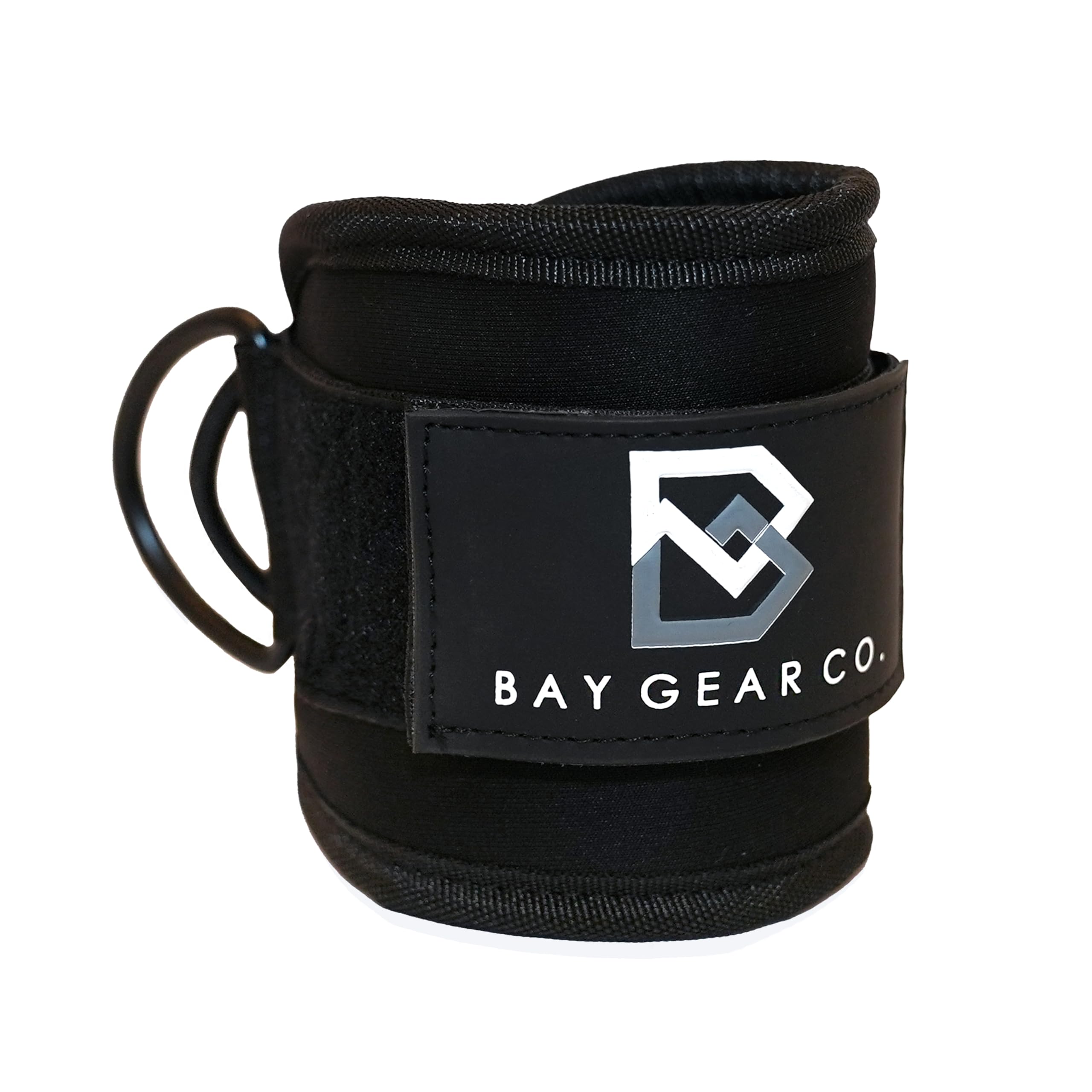 Bay Gear Co. Ankle Straps – Strong Hook and Loop System &amp; Neoprene Padded for Cable Machine Glute Workouts, Slick Black Stainless Steel D Ring, Adjustable Fit, Different Design, Single/Pair.