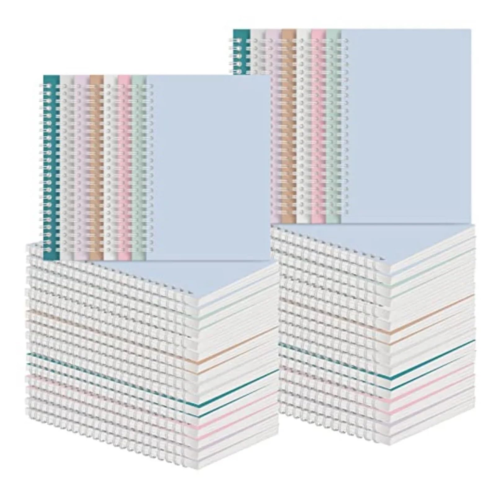48er-Pack A5-Spiralnotizbücher, College-Notizbücher, liniert, große Zoll-Hardcover-Notizbücher, liniertes Reisetagebuch(Multicolor)