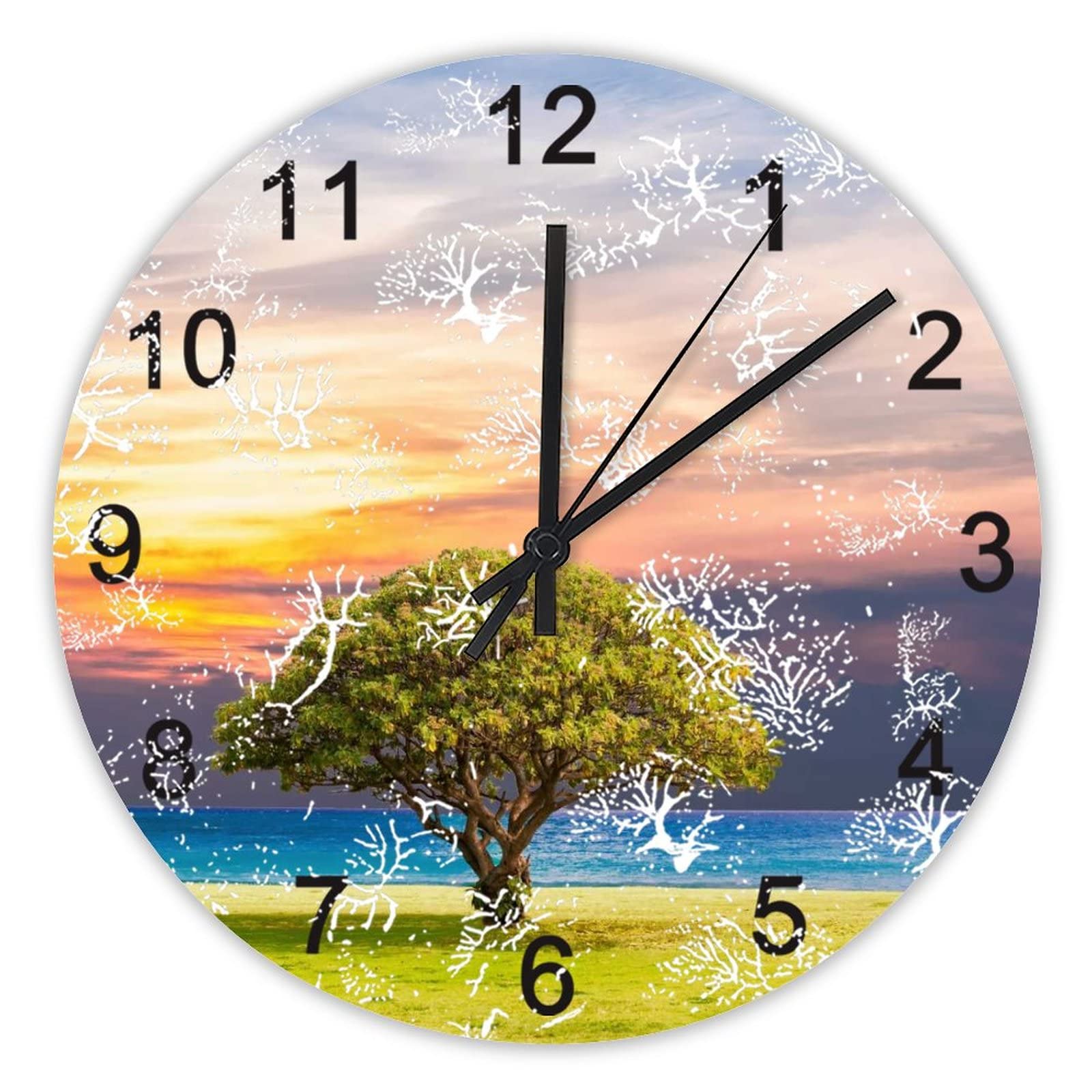 Horloge murale silencieuse à piles 40cm paysage océan été