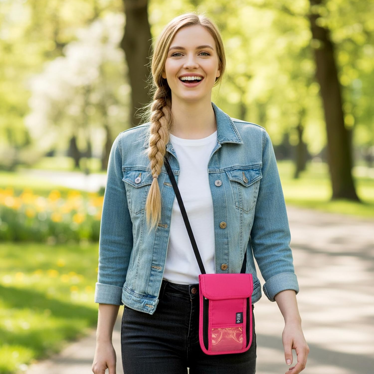 Travel Neck Wallet, Rose Red RFID Blocking Neck Pouch, Lightweight Necks Wallet For Traveling Women & Men, Security Waterproof Passport Holder For Travel, anti-Theft Document Holder - Image 5