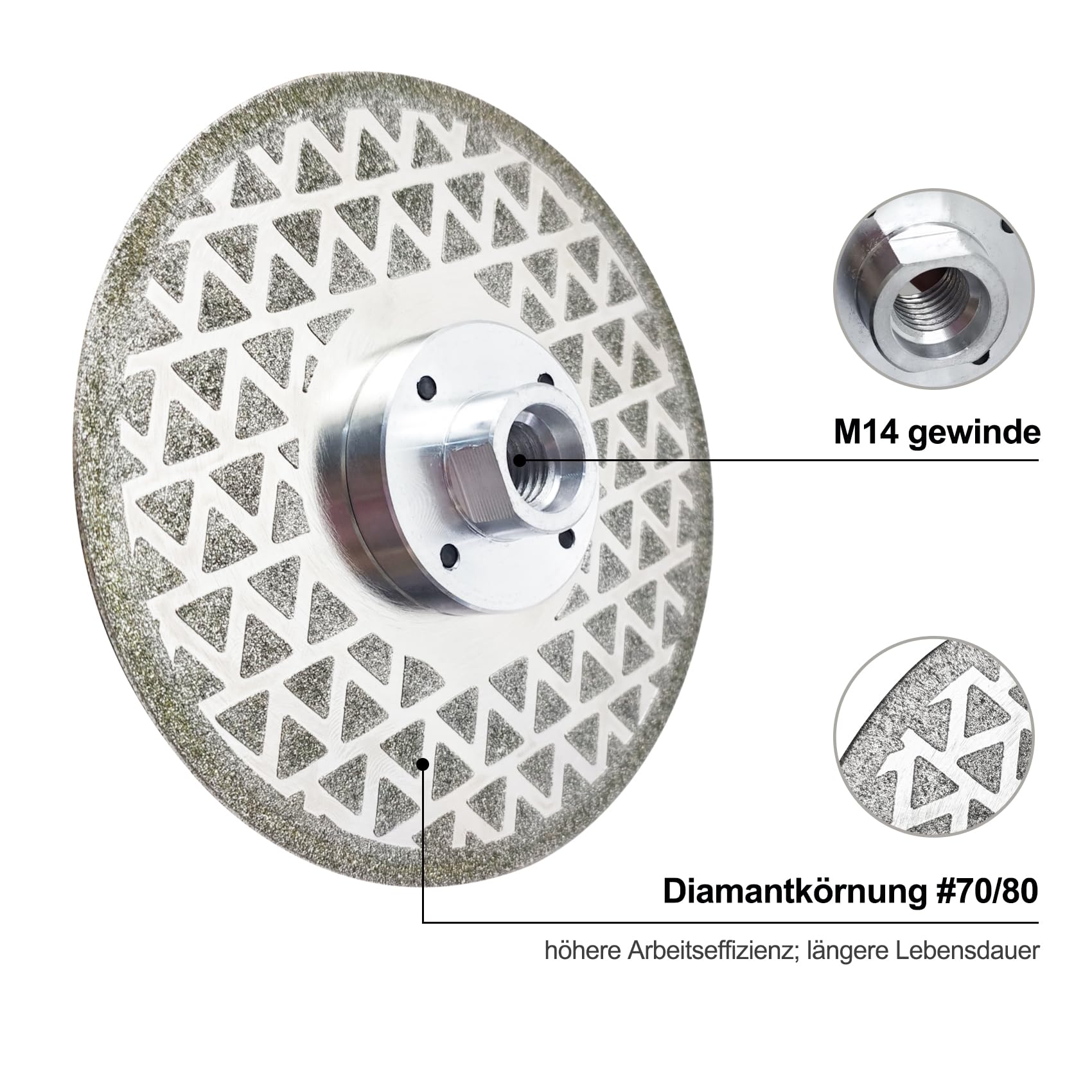 Disque à tronçonner diamanté, 125 mm, galvanisé, pour couper et poncer, granit, marbre, carrelage, pierres naturelles, filetage M14