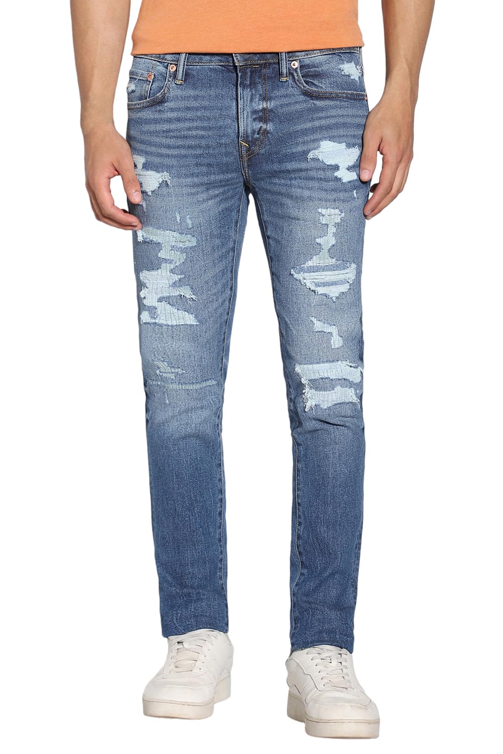 american eagle Men Blue Airflex+ Ultrasoft Patched Skinny Jean-picture-30