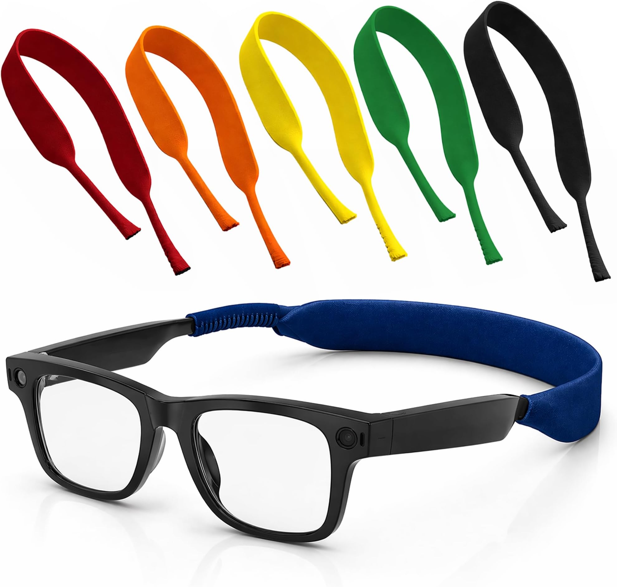 6pk Sports Glasses Straps, Neoprene Neck Lanyard for Sunglasses and Eyewear Accessories, Secure Cord for Men and Women Ideal for Active Sports, Floats in Water, Perfect for Outdoor Activities