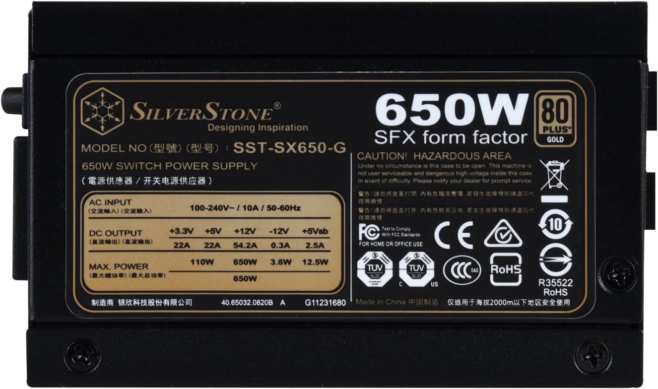 🔥 Crazy Deals SilverStone Technology SST-SX650-G 650W SFX Fully Modular 80 Plus Gold PSU with Improved 92mm Fan and Japanese Capacitors SX650-G