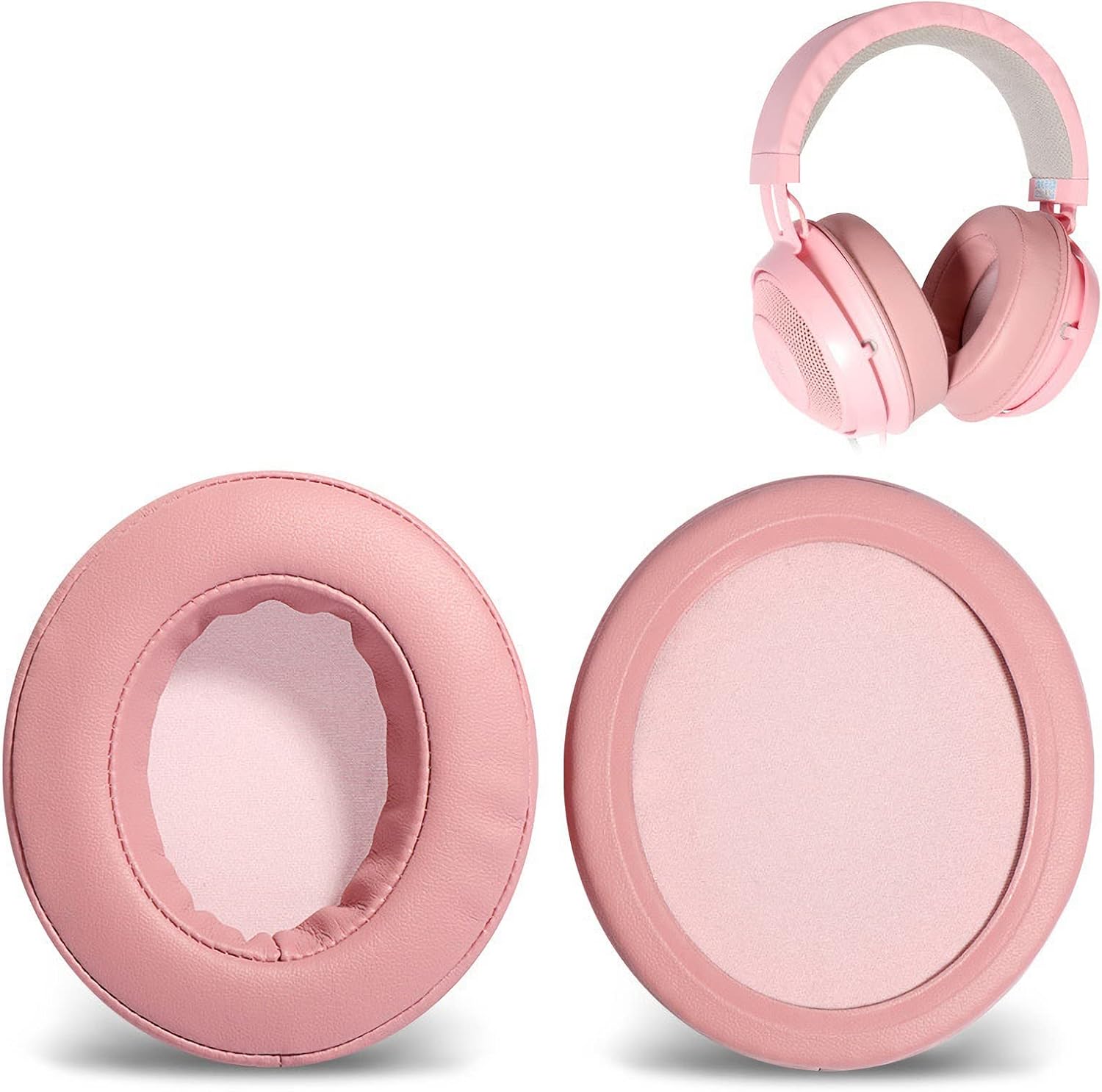 V2 Earpads Replacement Protein Leather Memory Foam Ear Cushion Cover Repair Parts Compatible with Razer Kraken BT Kitty Edition Wireless Headset - Pink