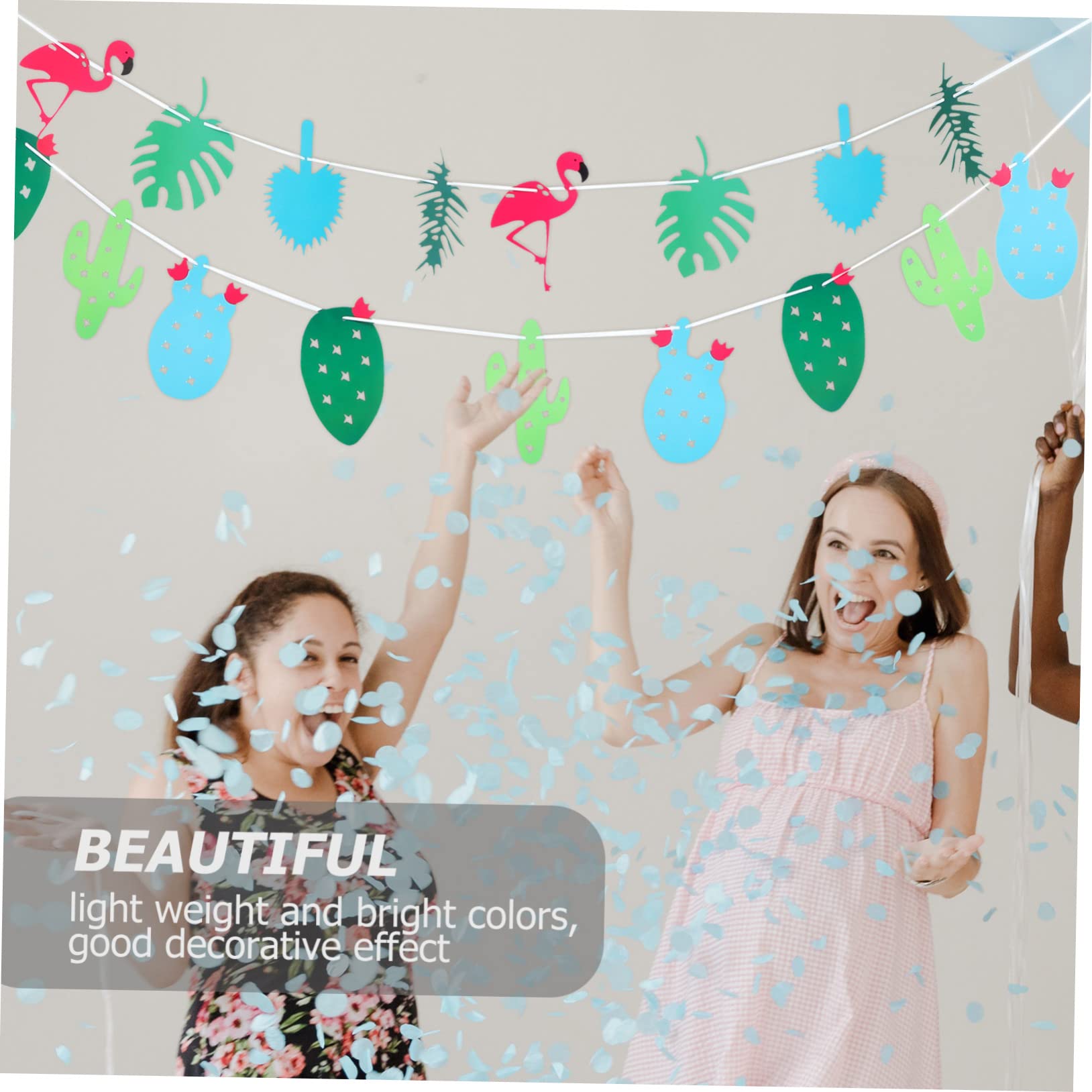 ibasenice Banner Decorativo Hawaiano Carta Con Flamingo e Piante Festive Bunting Per Decorazioni Di Feste Tema Hawaii Per Matrimonio e Celebrazioni Facile Da Installare Per Foto