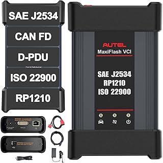 MaxiFlash VCI Kit, J2534 Pass-Thru Programming Device, Compatible with MS909/MS909EV/MS909CV/Ultra Lite/Elite II Pro, Supports CAN FD, DoIP, RP1210, ECU Coding & BMW Benz Programming
