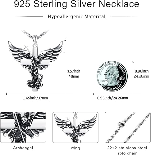 Miniatura 2 de Collar con medalla de San Patrón, plata de ley 925, collar con colgante de protección, joyería católica, regalos para hombres y mujeres