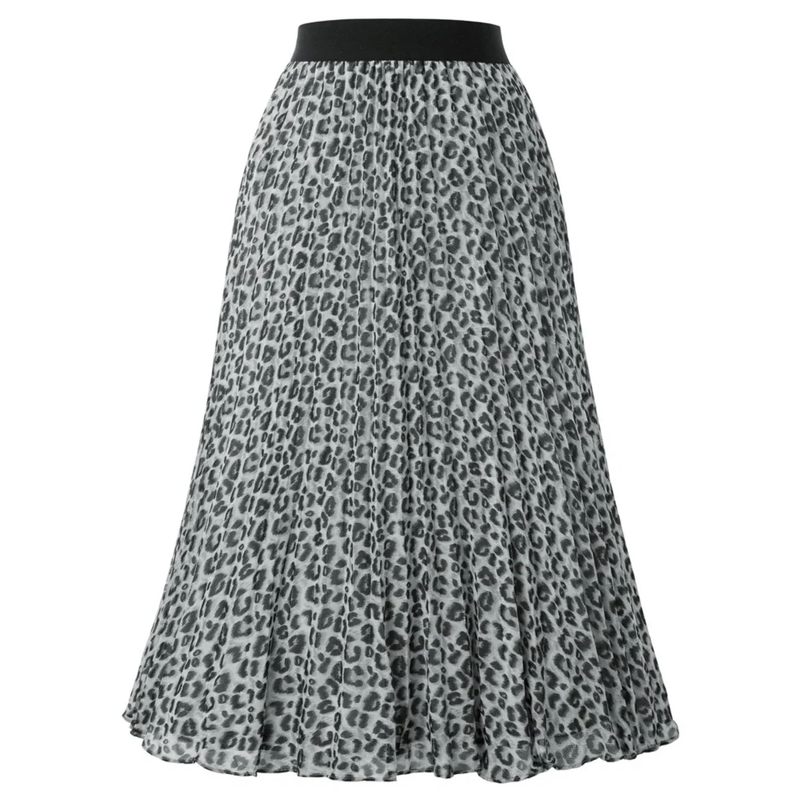 Falda Larga de Mujer para Fiesta de Verano, Elegante, Estilo Skater, Elegante, a la Moda, de Cintura Alta, Plisada, con Vuelo, Falda de Corte A para Mujer, Color Negro, XXL