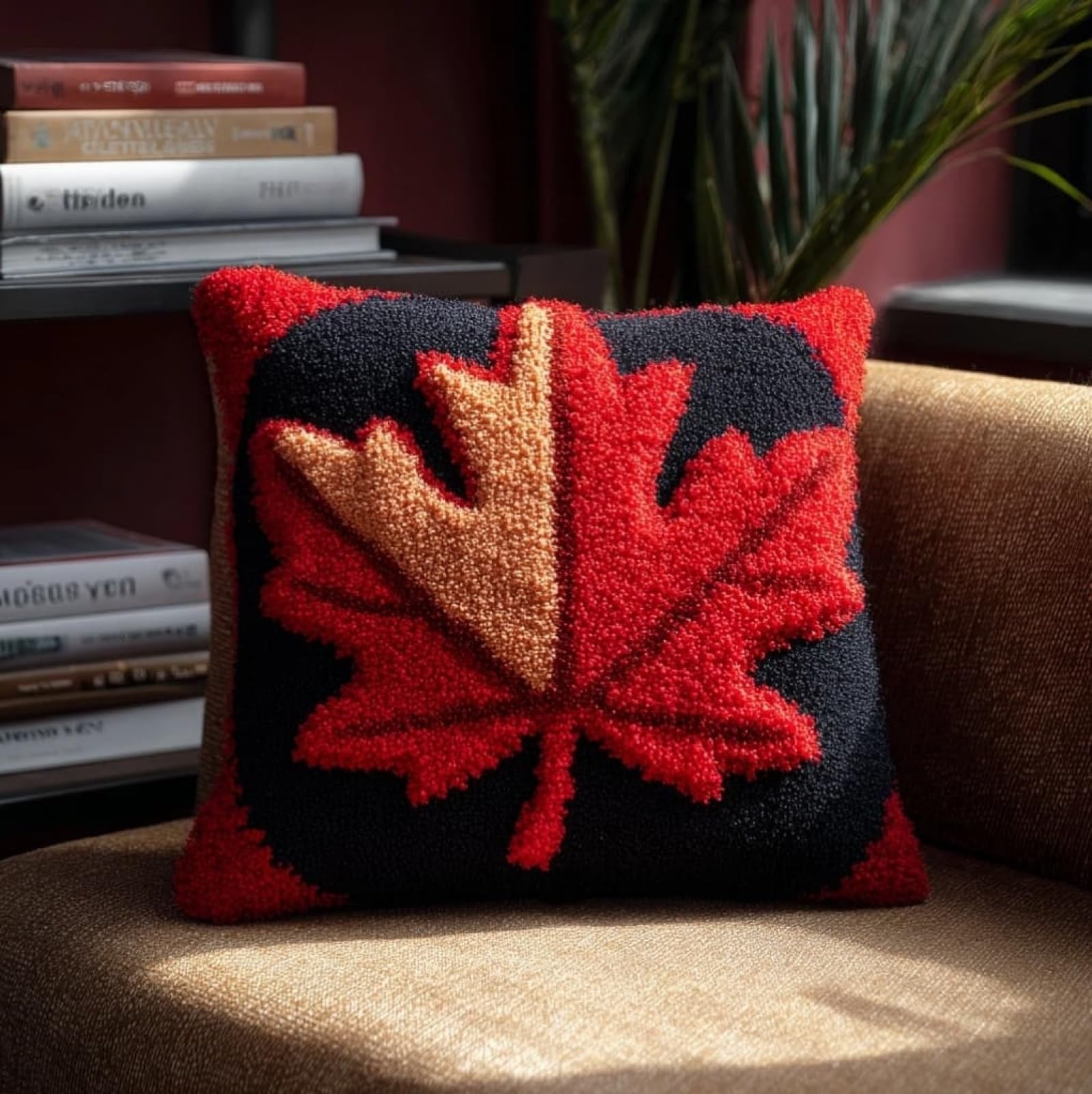 AxiangziK Latch Hook Cushion Kits for Adults,Maple Leaves