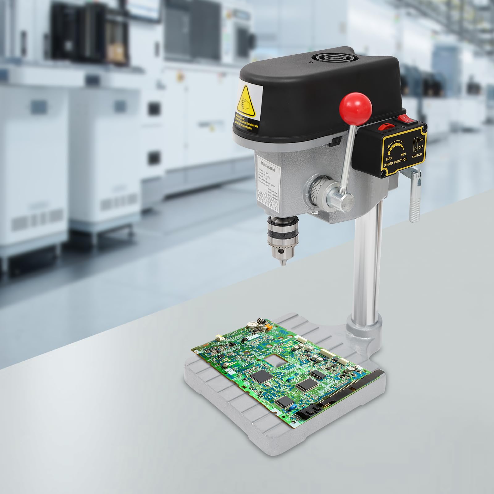 Taladro de mesa, banco eléctrico, soporte de prensa de 340 W, taladro de columna silencioso, tres velocidades ajustables, para taladrar madera, placas de plástico