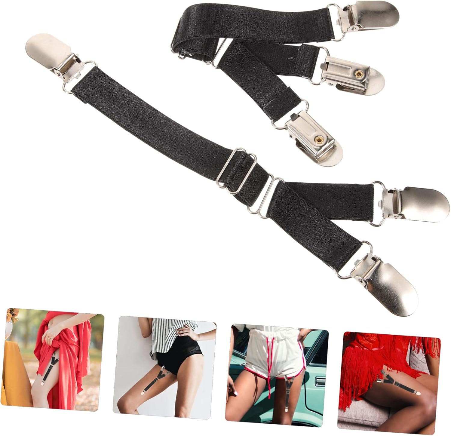 Baluue Non-slip Shirt Stay Unisex Shirt Keeper Polyester Metal Garters Buckle Shirt Keeper for Shirt