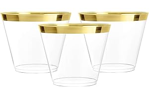 Prestee Disposable Plastic Wine Cups: 100 9oz Party Essentials