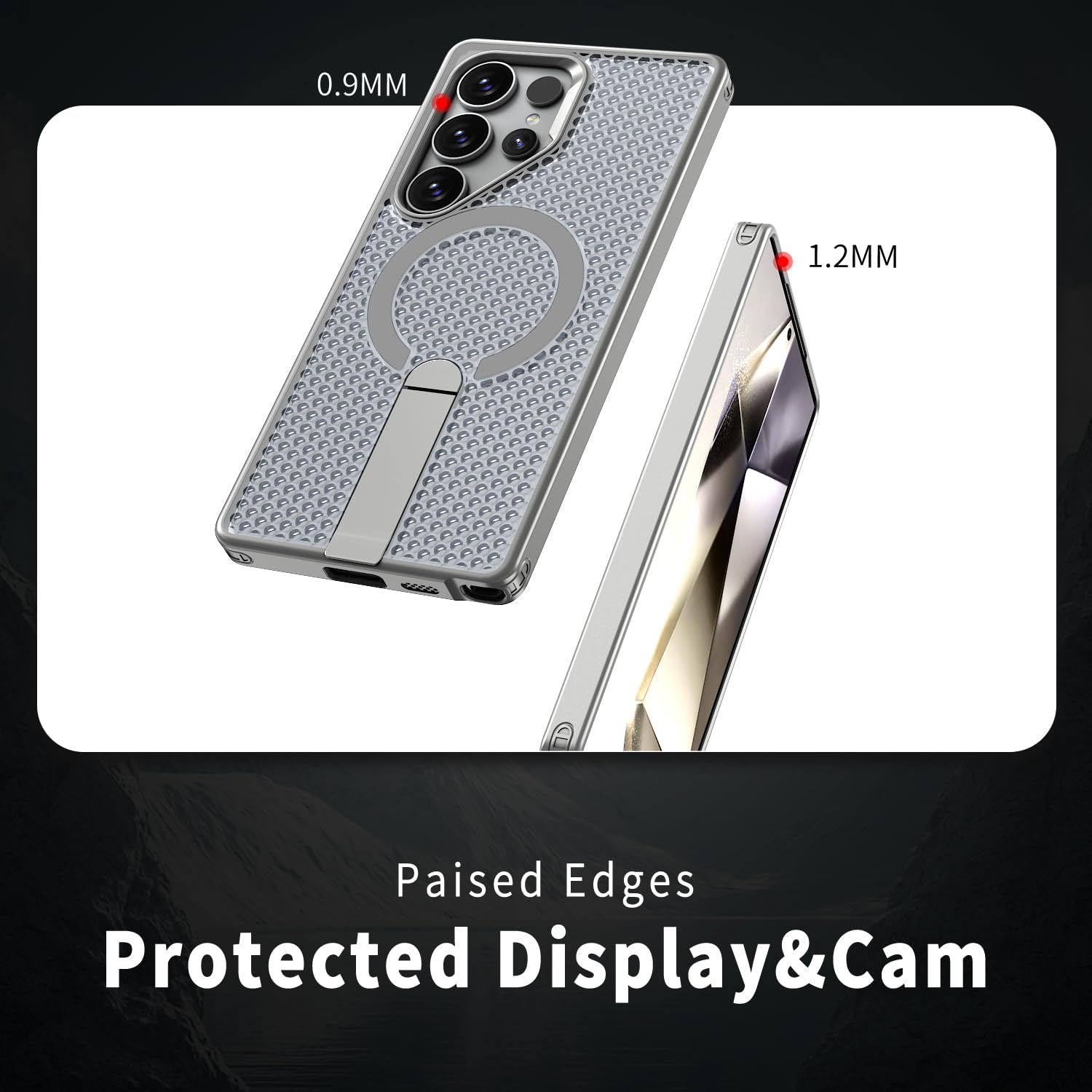 Custodia protettiva magnetica per Samsung Galaxy S24 Ultra (struttura a rete di dissipazione del calore) (compatibile con MagSafe) (protezione antiurto di grado militare), custodia protettiva