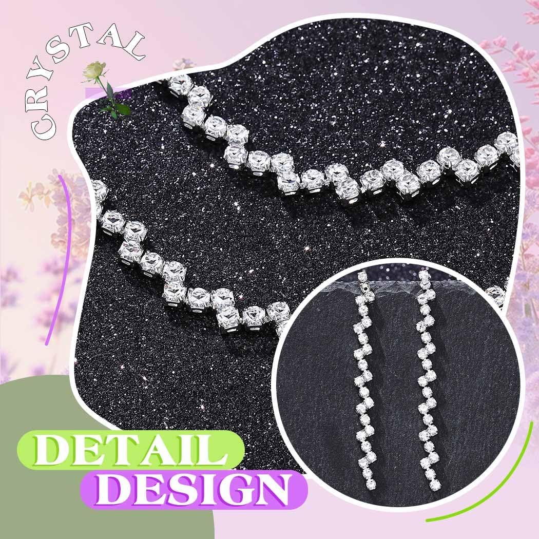 JEAIRTS Rhinestone Choker Necklace Jewelry Sets Bridal Diamond Tennis Chain Necklace Earrings and Bracelet Bling Prom Formal Jewelry Set for Women