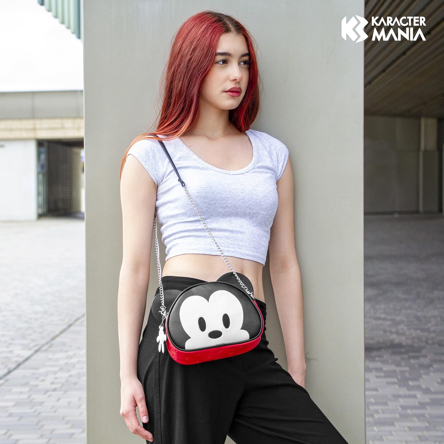 Disney Topolino M-Borsa a Tracolla Heady, Rosso, 20.5 x 15 cm