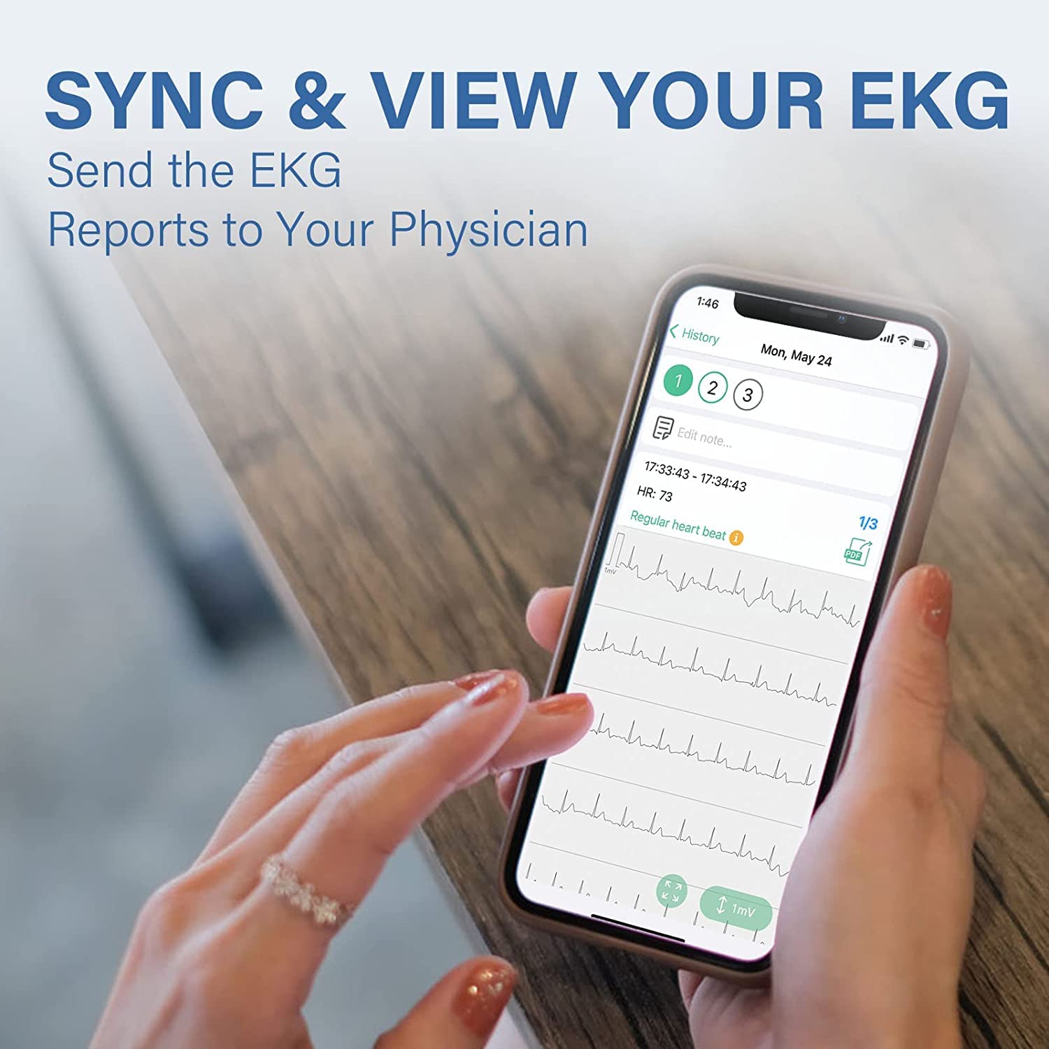 Wellue DuoEK Bluetooth EKG-Gerät – Tragbarer Brustgurt, 15 Min. Aufnahme, Kostenlose App Für IOS/Android