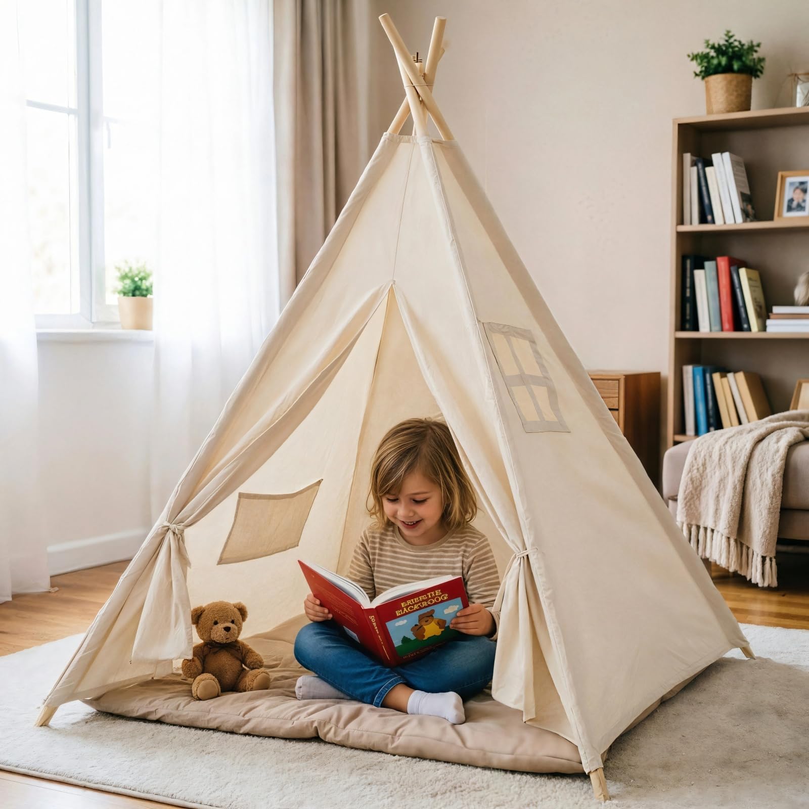 Teepee Tent for Kids,Kids Play Tent tee Pee Kids Tent Indoor Play Tent Kids Fodable Kids Play Tent,The Perfect Play Tent for Girls & Boys - 4